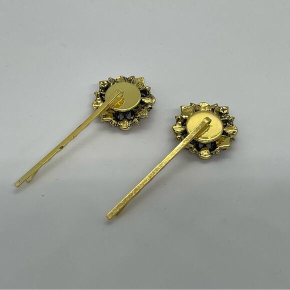 Handmade Red Iridescent Rhinestone Gold Set Hair Clips HoCo Fairy Jewelry NWT - Picture 4 of 6